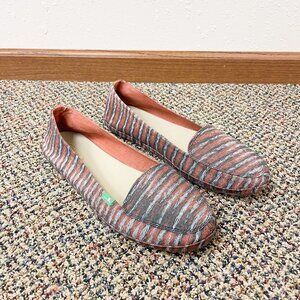 Sanuk Orange & Black Striped Slip On Loafers